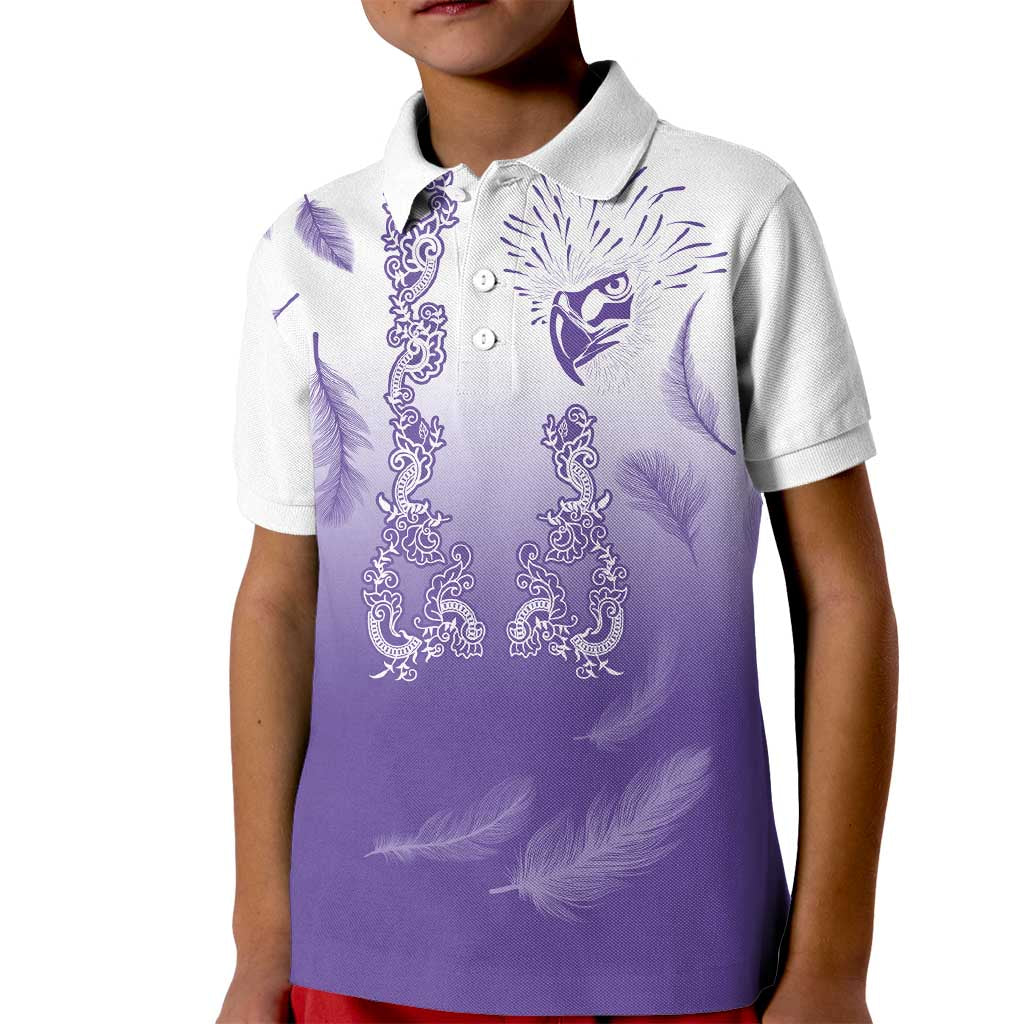 Philippines National Costume Style Kid Polo Shirt Barong Tagalog and Eagle Feather Purple Color LT03 Kid Purple - Polynesian Pride