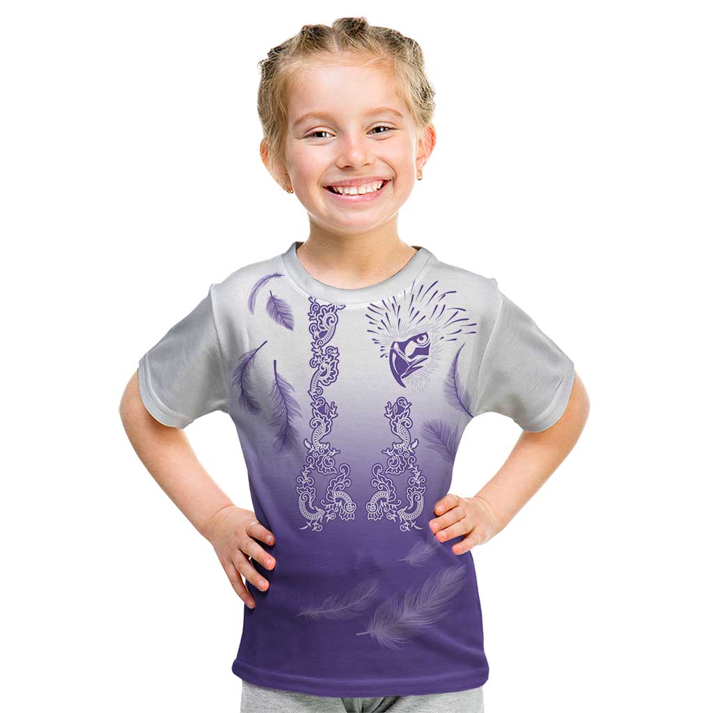 Philippines National Costume Style Kid T Shirt Barong Tagalog and Eagle Feather Purple Color LT03 Purple - Polynesian Pride