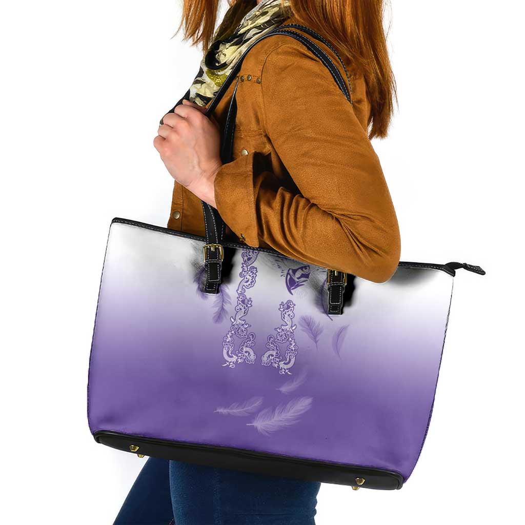 Philippines National Costume Style Leather Tote Bag Barong Tagalog and Eagle Feather Purple Color LT03 Purple - Polynesian Pride