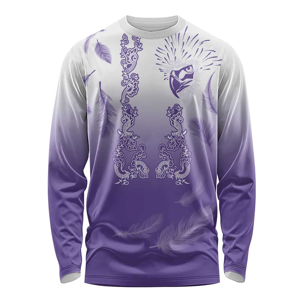 Philippines National Costume Style Long Sleeve Shirt Barong Tagalog and Eagle Feather Purple Color LT03 Unisex Purple - Polynesian Pride