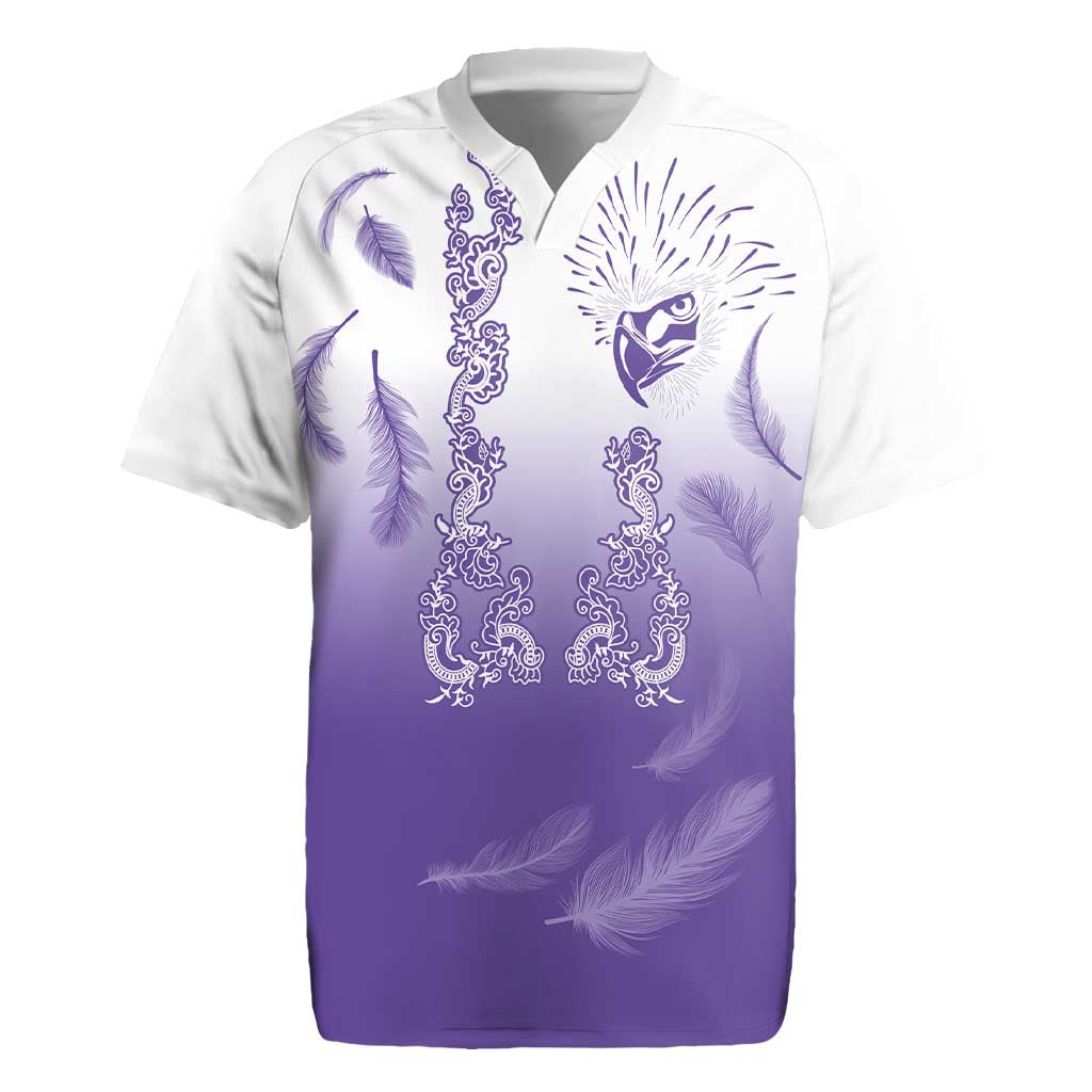Philippines National Costume Style Rugby Jersey Barong Tagalog and Eagle Feather Purple Color