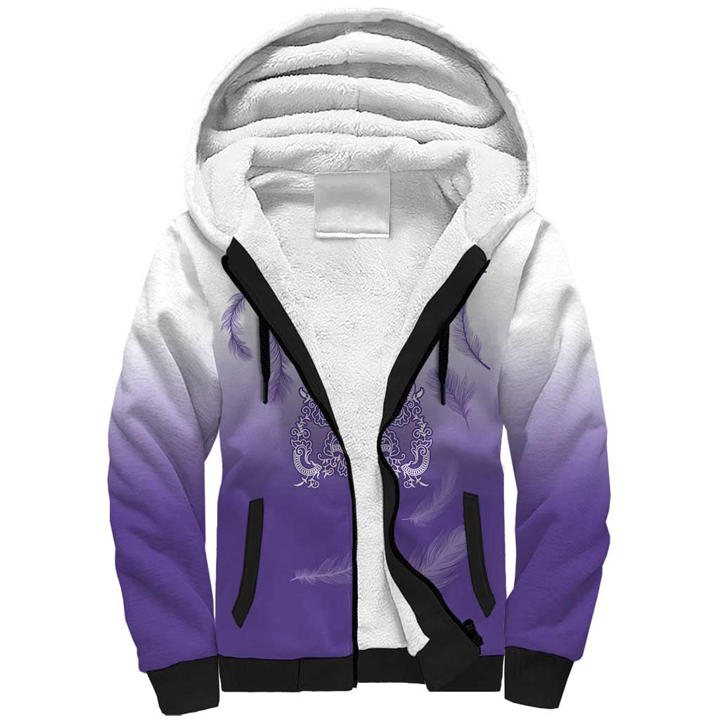 Philippines National Costume Style Sherpa Hoodie Barong Tagalog and Eagle Feather Purple Color LT03 Unisex Purple - Polynesian Pride