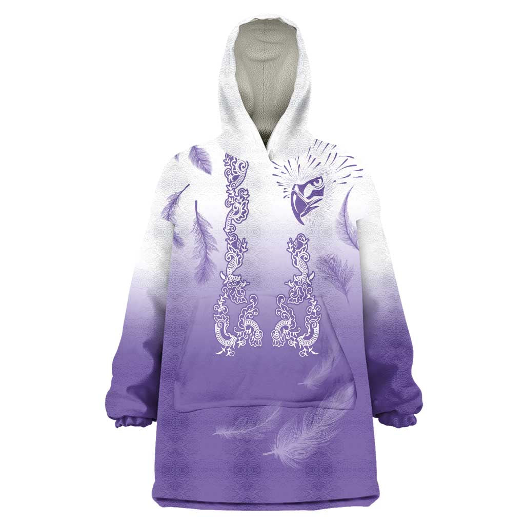 Philippines National Costume Style Wearable Blanket Hoodie Barong Tagalog and Eagle Feather Purple Color LT03 One Size Purple - Polynesian Pride