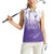 Philippines National Costume Style Women Sleeveless Polo Shirt Barong Tagalog and Eagle Feather Purple Color