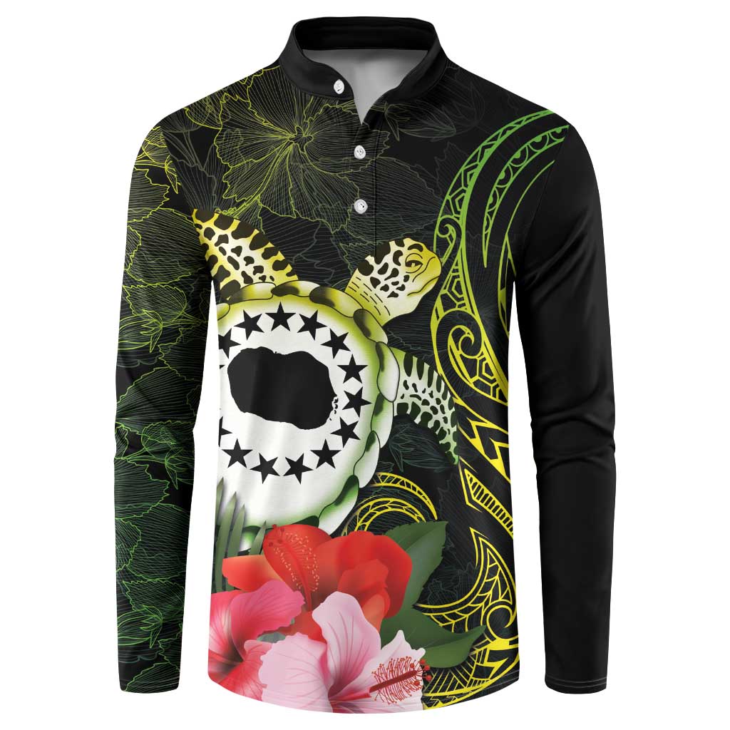 Kia Orana Cook Islands Button Sweatshirt Turtle and Hibiscus Polynesian Pattern