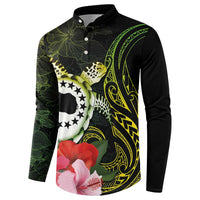 Kia Orana Cook Islands Button Sweatshirt Turtle and Hibiscus Polynesian Pattern