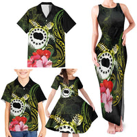 Kia Orana Cook Islands Family Matching Tank Maxi Dress and Hawaiian Shirt Turtle and Hibiscus Polynesian Pattern