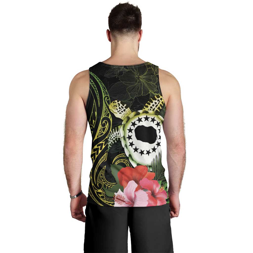 Kia Orana Cook Islands Men Tank Top Turtle and Hibiscus Polynesian Pattern