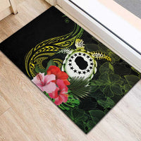 Kia Orana Cook Islands Rubber Doormat Turtle and Hibiscus Polynesian Pattern