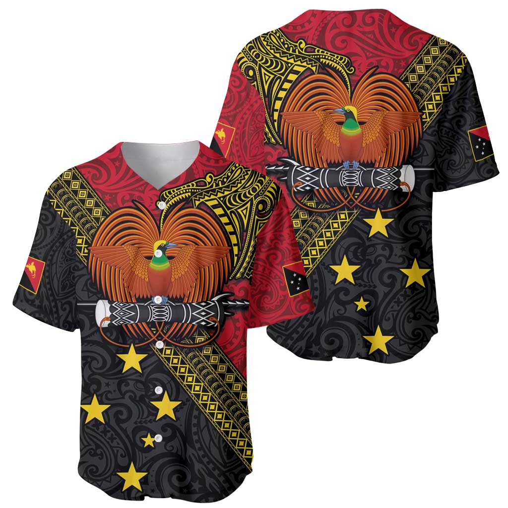 Papua New Guinea Goroka Show Baseball Jersey Bird-of-paradise and Melanesian Tattoo Pattern LT03 - Polynesian Pride