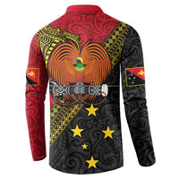 Papua New Guinea Goroka Show Button Sweatshirt Bird-of-paradise and Melanesian Tattoo Pattern LT03 - Polynesian Pride