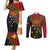 Papua new Guinea Goroka Show Couples Matching Mermaid Dress and Long Sleeve Button Shirt Bird-of-paradise and Melanesian Tattoo Pattern