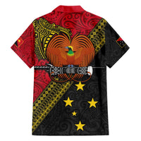 Papua New Guinea Goroka Show Family Matching Off The Shoulder Long Sleeve Dress and Hawaiian Shirt Bird-of-paradise and Melanesian Tattoo Pattern LT03 - Polynesian Pride