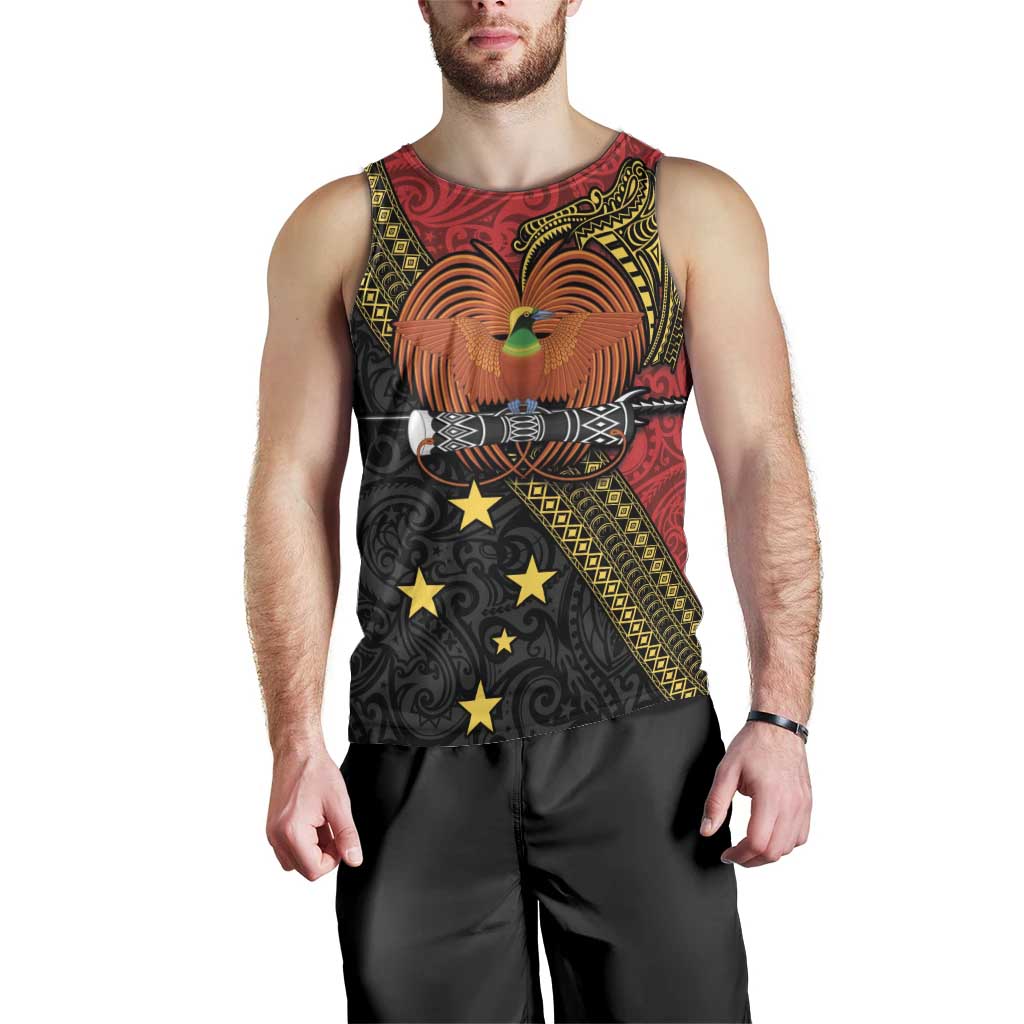 Papua new Guinea Goroka Show Men Tank Top Bird-of-paradise and Melanesian Tattoo Pattern