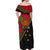 Papua new Guinea Goroka Show Off Shoulder Maxi Dress Bird-of-paradise and Melanesian Tattoo Pattern