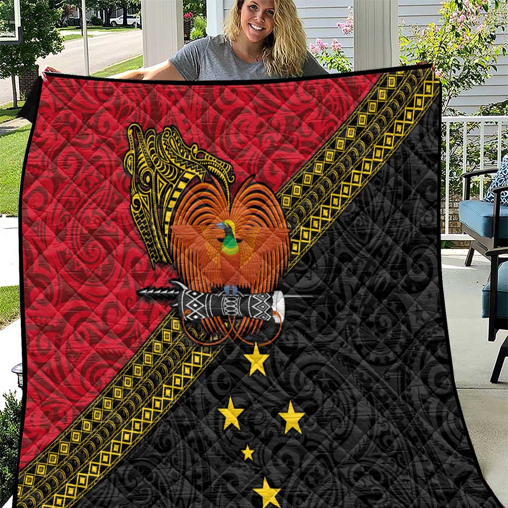 Papua New Guinea Goroka Show Quilt Bird-of-paradise and Melanesian Tattoo Pattern LT03 Red - Polynesian Pride