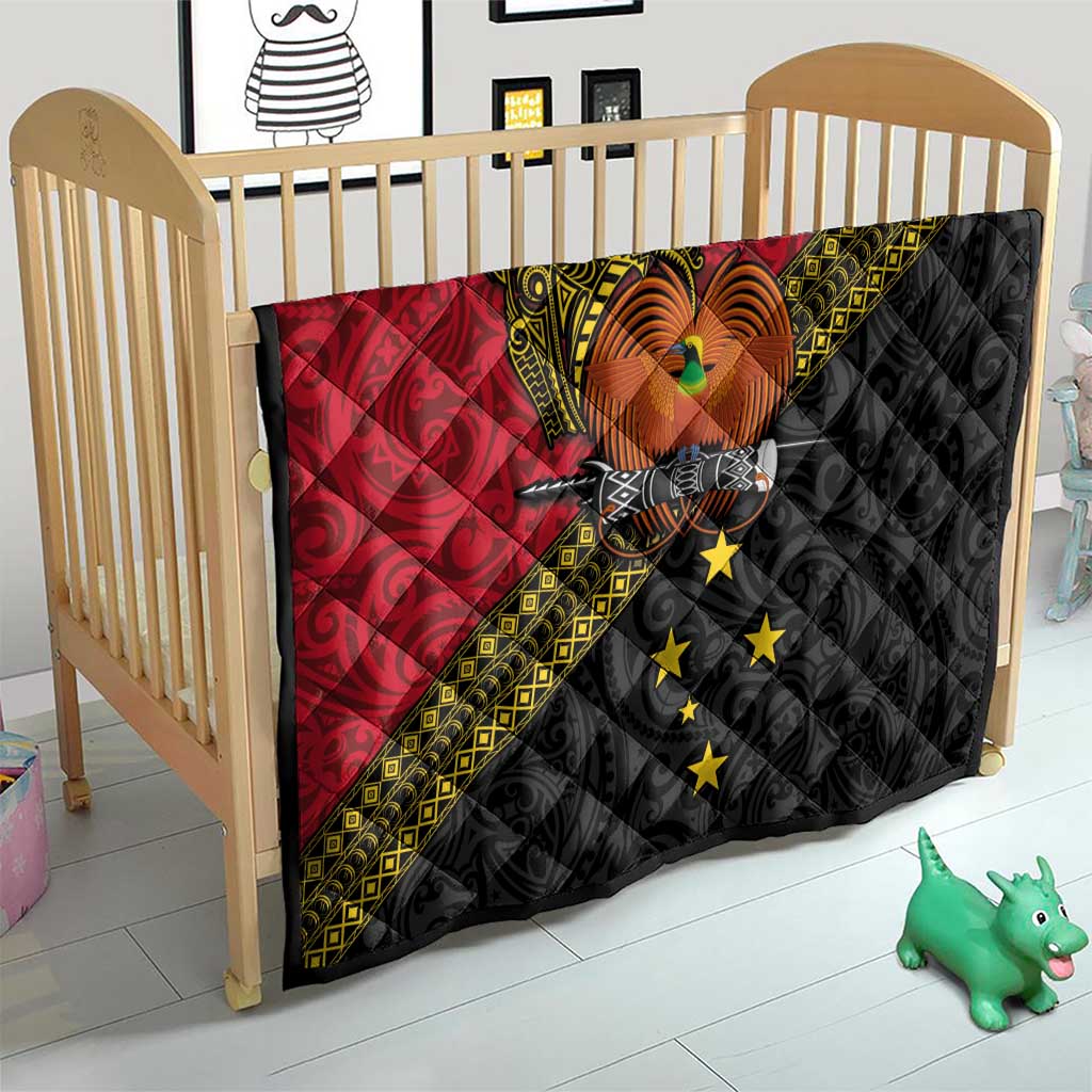 Papua new Guinea Goroka Show Quilt Bird-of-paradise and Melanesian Tattoo Pattern