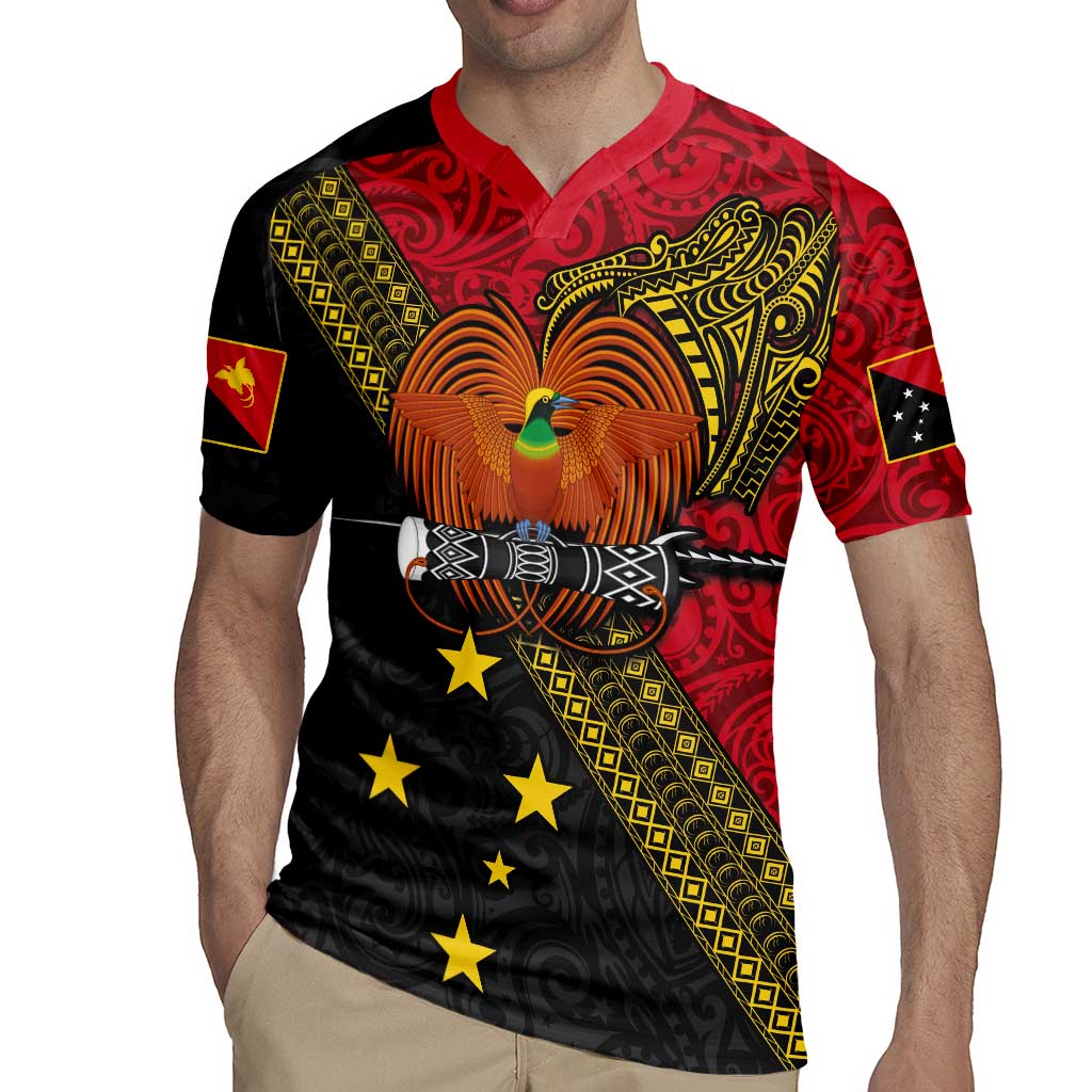 Papua new Guinea Goroka Show Rugby Jersey Bird-of-paradise and Melanesian Tattoo Pattern