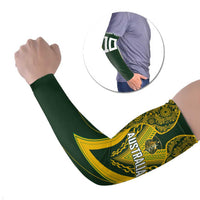 Australia Rugby Custom Arm Sleeves Aboriginal Art Sporty Style LT03 Set of 2 Green - Polynesian Pride