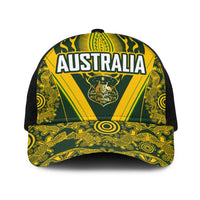 Australia Rugby Baseball Net Cap Aboriginal Art Sporty Style - Polynesian Pride