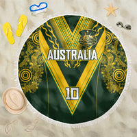 Australia Rugby Custom Beach Blanket Aboriginal Art Sporty Style - Polynesian Pride