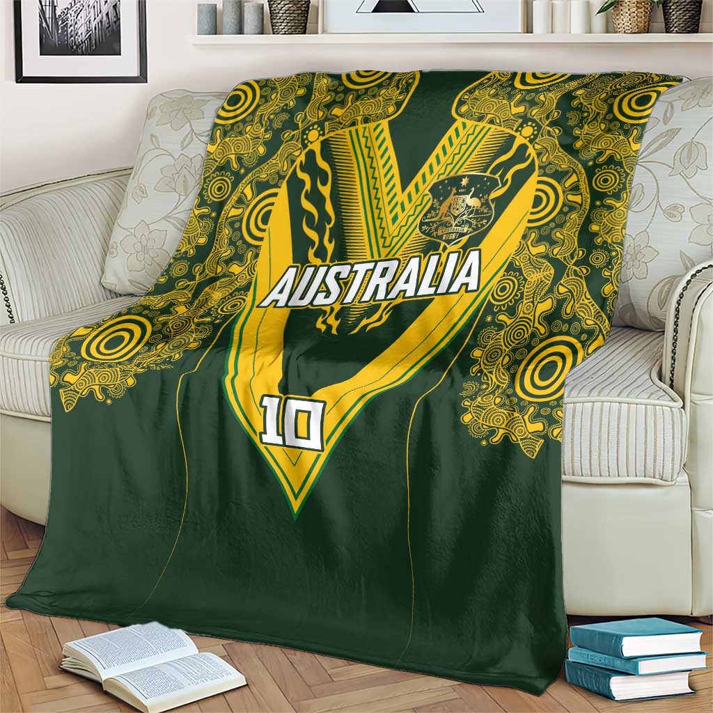 Australia Rugby Custom Blanket Aboriginal Art Sporty Style - Polynesian Pride