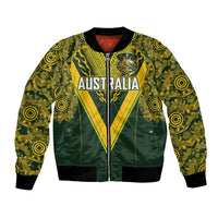 Australia Rugby Custom Bomber Jacket Aboriginal Art Sporty Style LT03 Unisex Green - Polynesian Pride