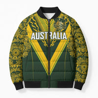 Australia Rugby Custom Bomber Puffer Jacket Aboriginal Art Sporty Style - Polynesian Pride