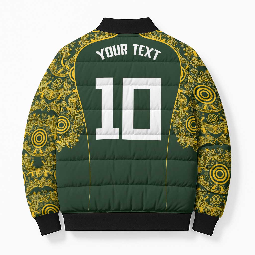 Australia Rugby Custom Bomber Puffer Jacket Aboriginal Art Sporty Style - Polynesian Pride