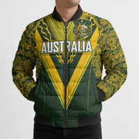 Australia Rugby Custom Bomber Puffer Jacket Aboriginal Art Sporty Style - Polynesian Pride