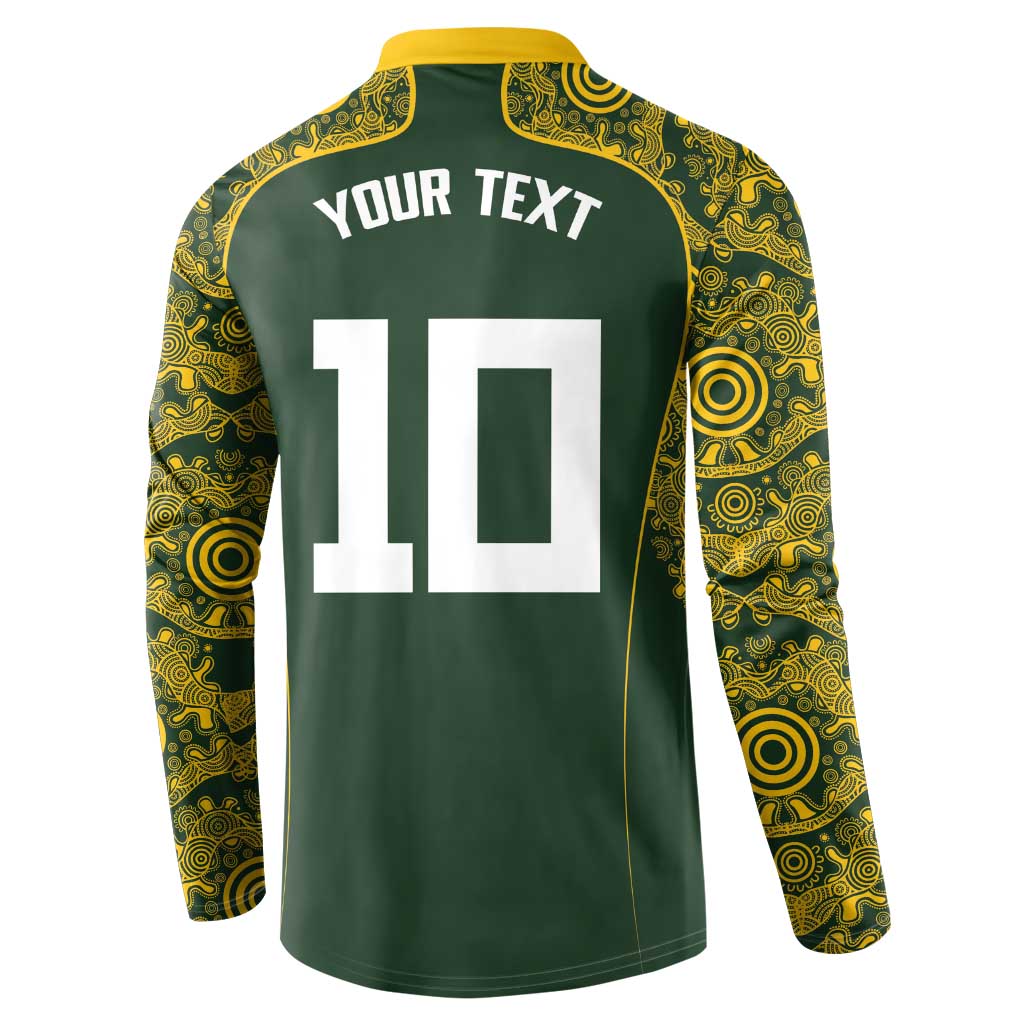 Australia Rugby Custom Button Sweatshirt Aboriginal Art Sporty Style - Polynesian Pride