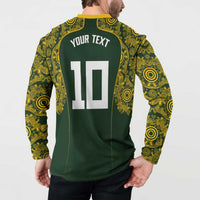 Australia Rugby Custom Button Sweatshirt Aboriginal Art Sporty Style - Polynesian Pride