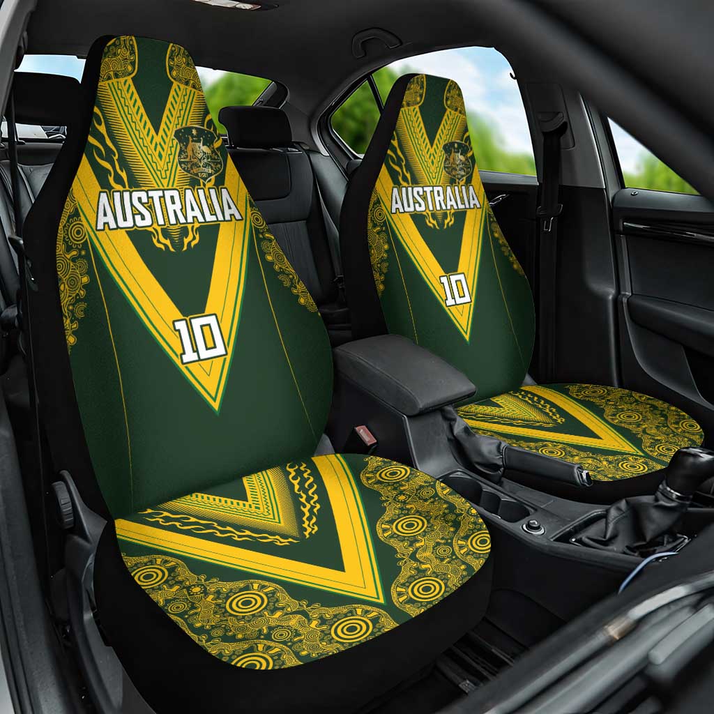 Australia Rugby Custom Car Seat Cover Aboriginal Art Sporty Style - Polynesian Pride