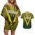 Australia Rugby Custom Couples Matching Off Shoulder Short Dress and Hawaiian Shirt Aboriginal Art Sporty Style - Polynesian Pride