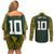 Australia Rugby Custom Couples Matching Off Shoulder Short Dress and Long Sleeve Button Shirt Aboriginal Art Sporty Style - Polynesian Pride
