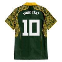 Australia Rugby Custom Family Matching Long Sleeve Bodycon Dress and Hawaiian Shirt Aboriginal Art Sporty Style - Polynesian Pride