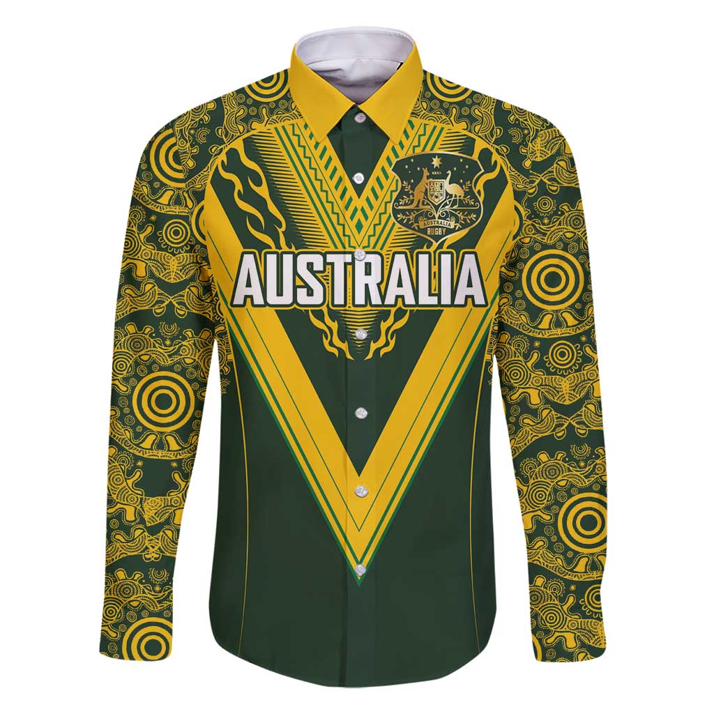 Australia Rugby Custom Family Matching Mermaid Dress and Hawaiian Shirt Aboriginal Art Sporty Style - Polynesian Pride