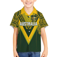 Australia Rugby Custom Family Matching Off The Shoulder Long Sleeve Dress and Hawaiian Shirt Aboriginal Art Sporty Style - Polynesian Pride