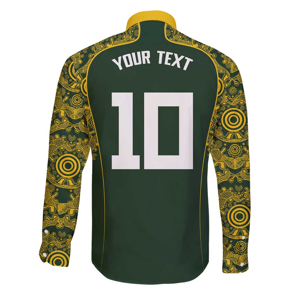 Australia Rugby Custom Family Matching Tank Maxi Dress and Hawaiian Shirt Aboriginal Art Sporty Style - Polynesian Pride