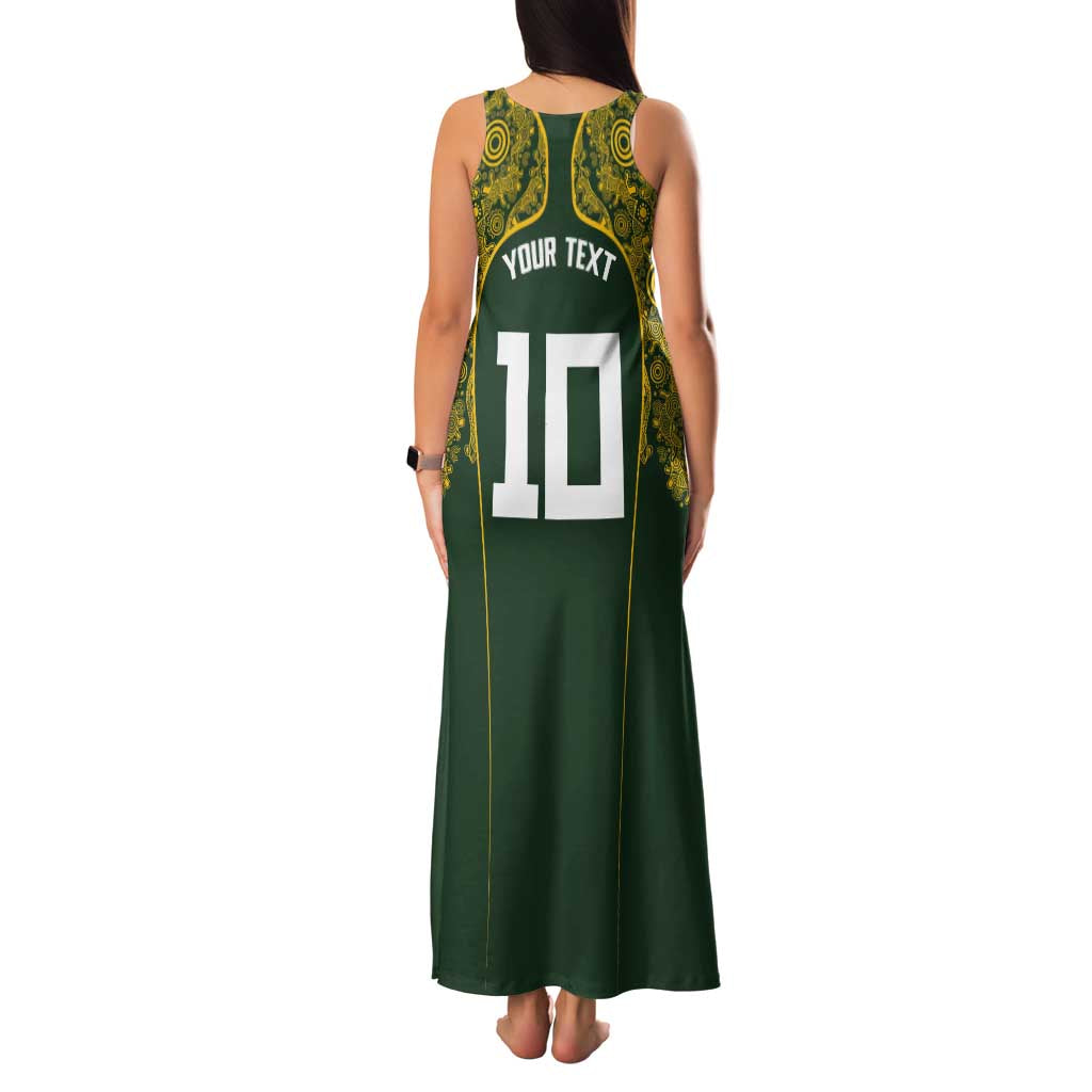 Australia Rugby Custom Family Matching Tank Maxi Dress and Hawaiian Shirt Aboriginal Art Sporty Style - Polynesian Pride
