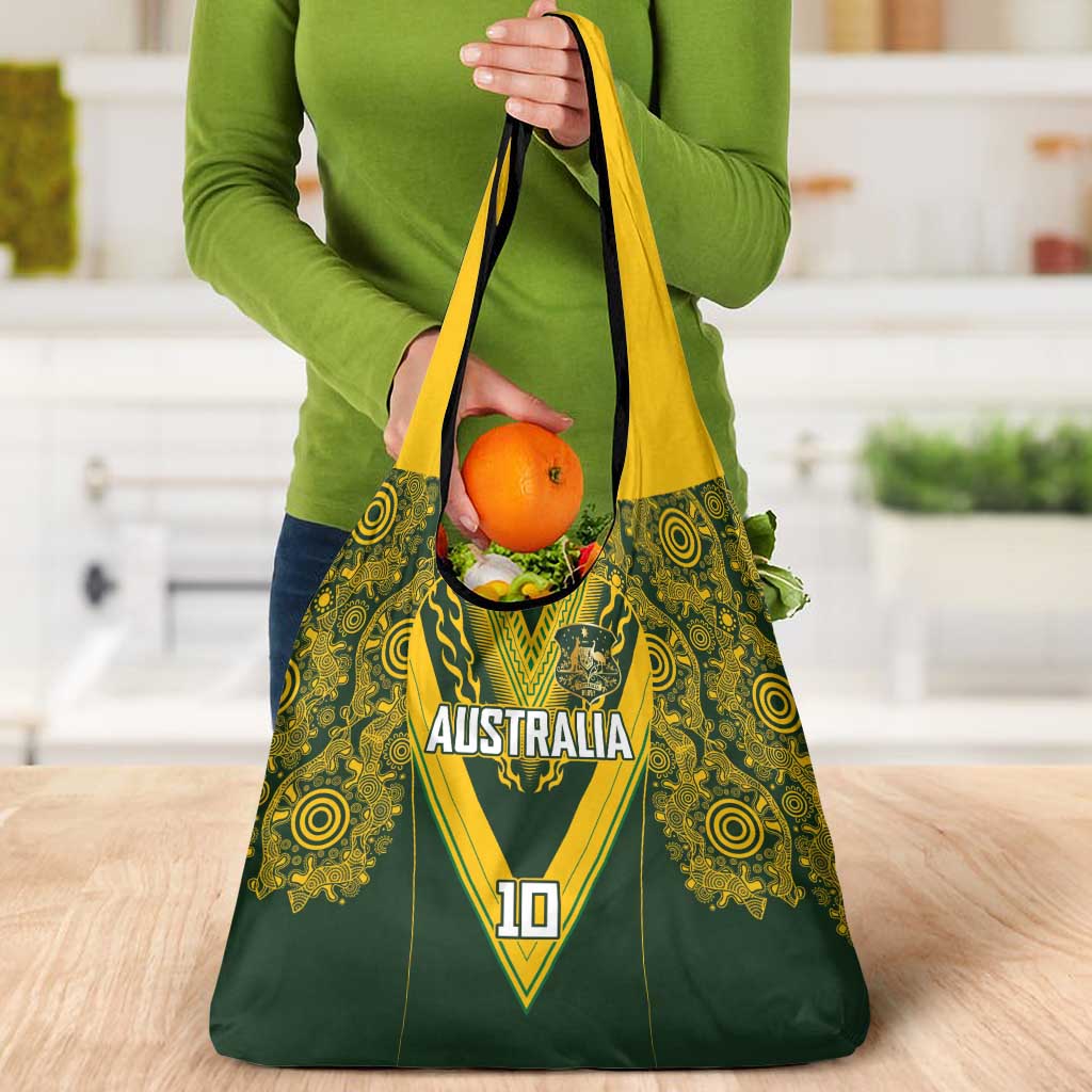 Australia Rugby Custom Grocery Bag Aboriginal Art Sporty Style - Polynesian Pride