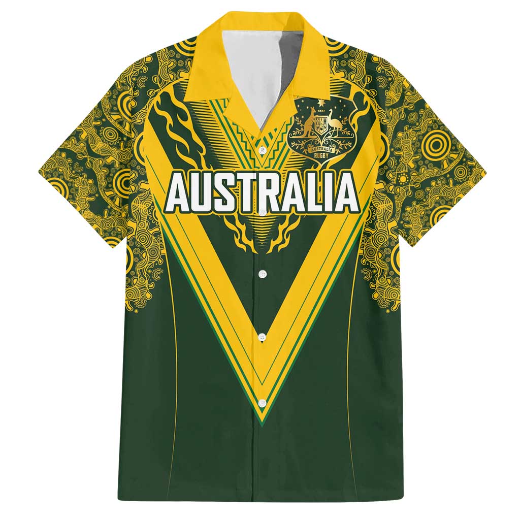 Australia Rugby Custom Hawaiian Shirt Aboriginal Art Sporty Style - Polynesian Pride