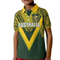 Australia Rugby Custom Kid Polo Shirt Aboriginal Art Sporty Style LT03 Kid Green - Polynesian Pride