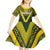 Australia Rugby Custom Kid Short Sleeve Dress Aboriginal Art Sporty Style - Polynesian Pride