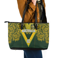 Australia Rugby Custom Leather Tote Bag Aboriginal Art Sporty Style LT03 - Polynesian Pride