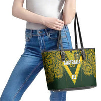Australia Rugby Custom Leather Tote Bag Aboriginal Art Sporty Style LT03 - Polynesian Pride