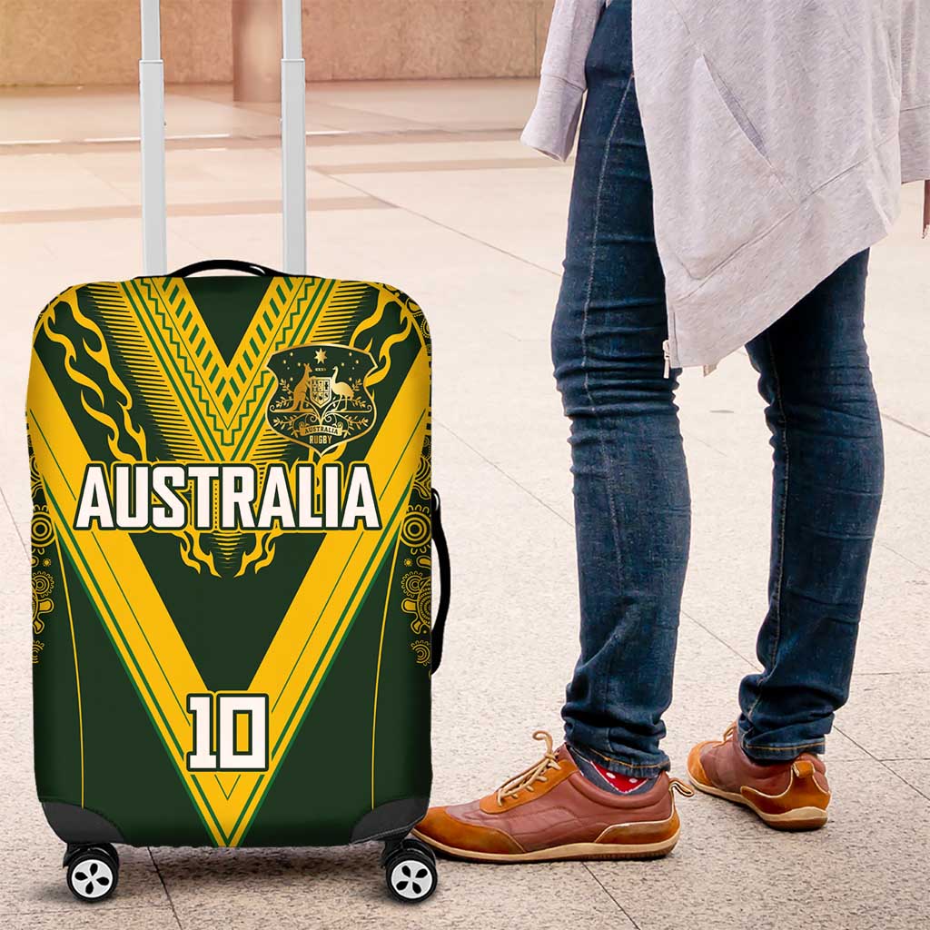 Australia Rugby Custom Luggage Cover Aboriginal Art Sporty Style LT03 Green - Polynesian Pride