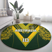 Australia Rugby Custom Round Carpet Aboriginal Art Sporty Style - Polynesian Pride