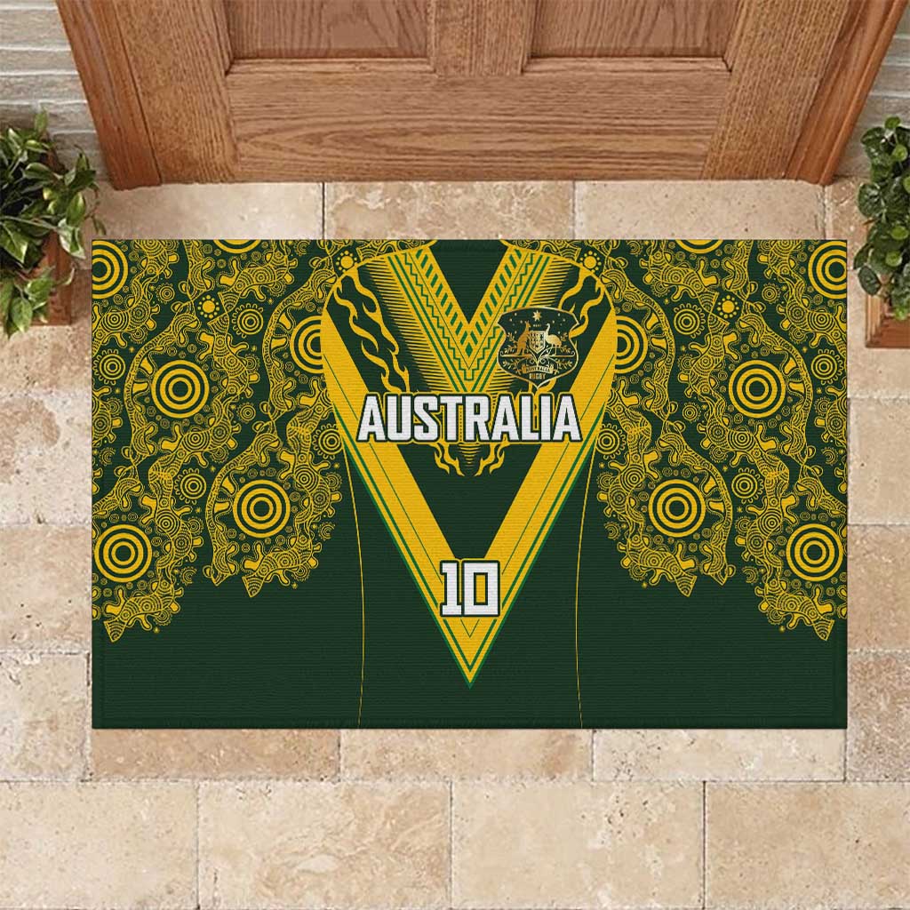 Australia Rugby Custom Rubber Doormat Aboriginal Art Sporty Style - Polynesian Pride