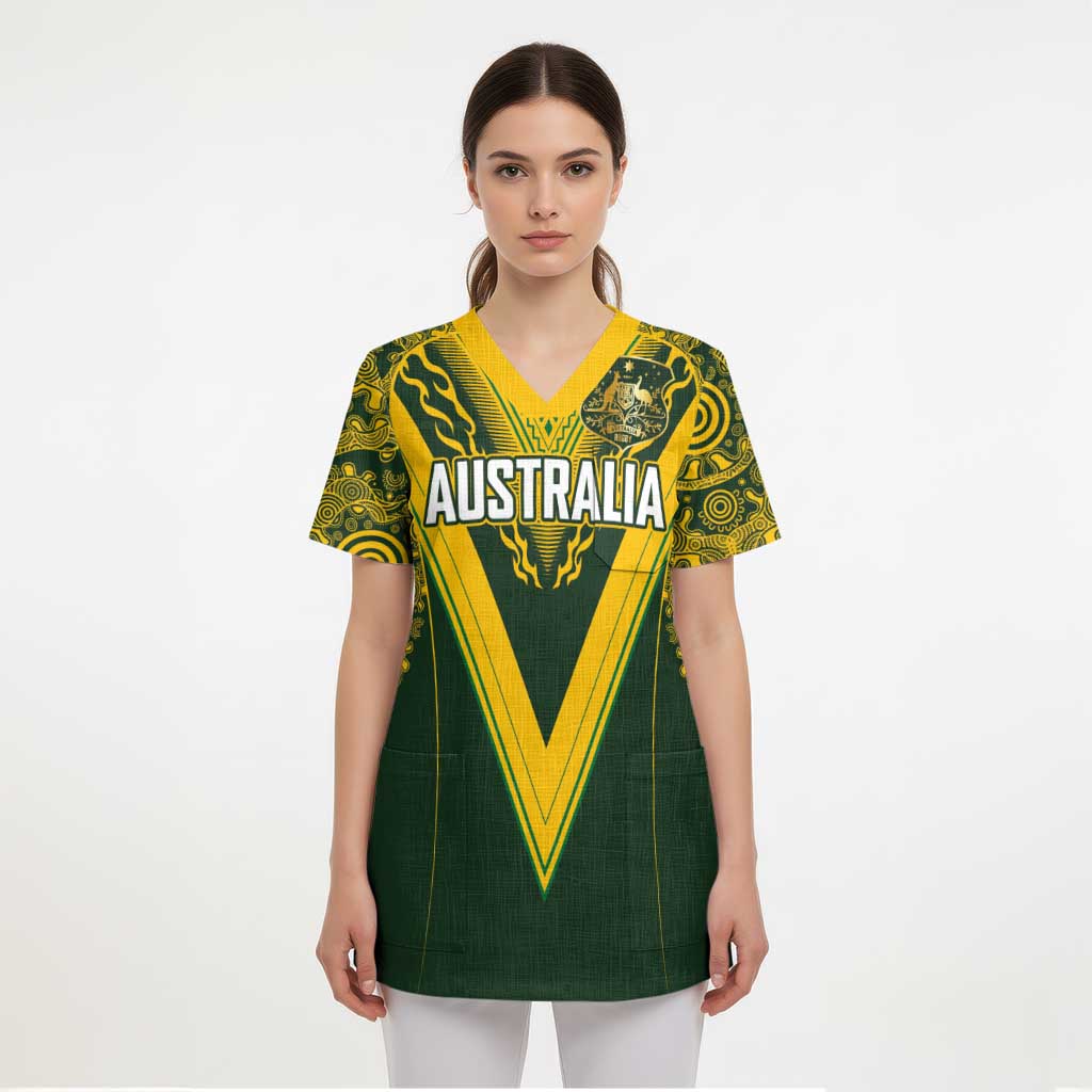 Australia Rugby Custom Scrub Top Aboriginal Art Sporty Style - Polynesian Pride